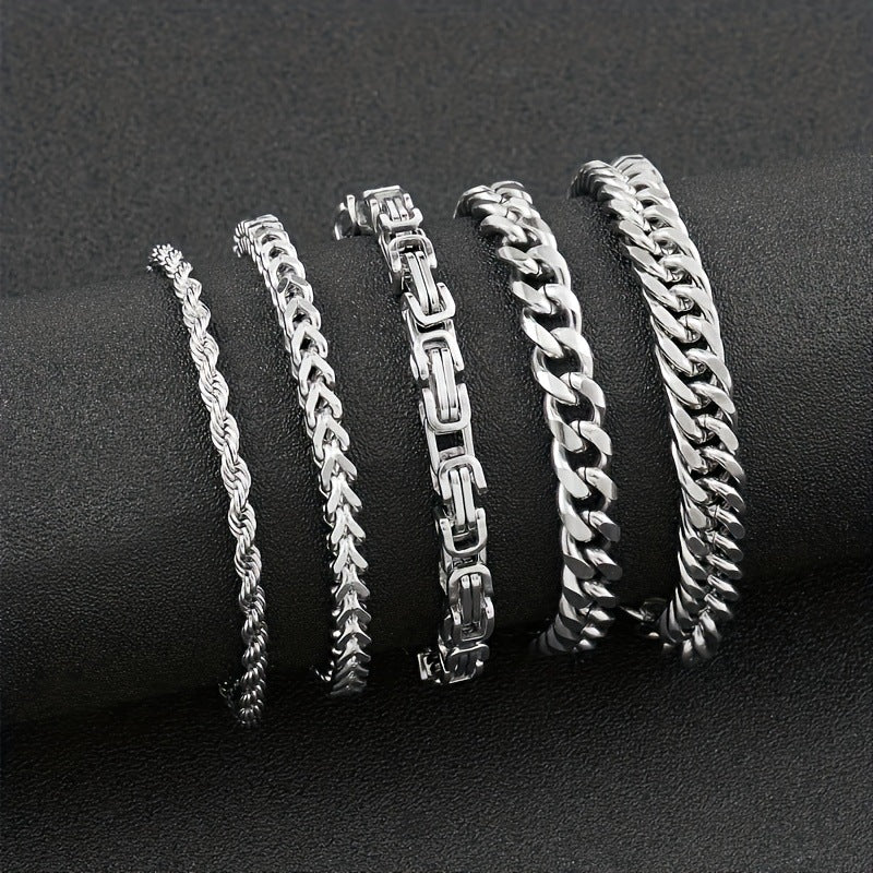 Men's Stainless Steel Hip Hop Bracelet Set