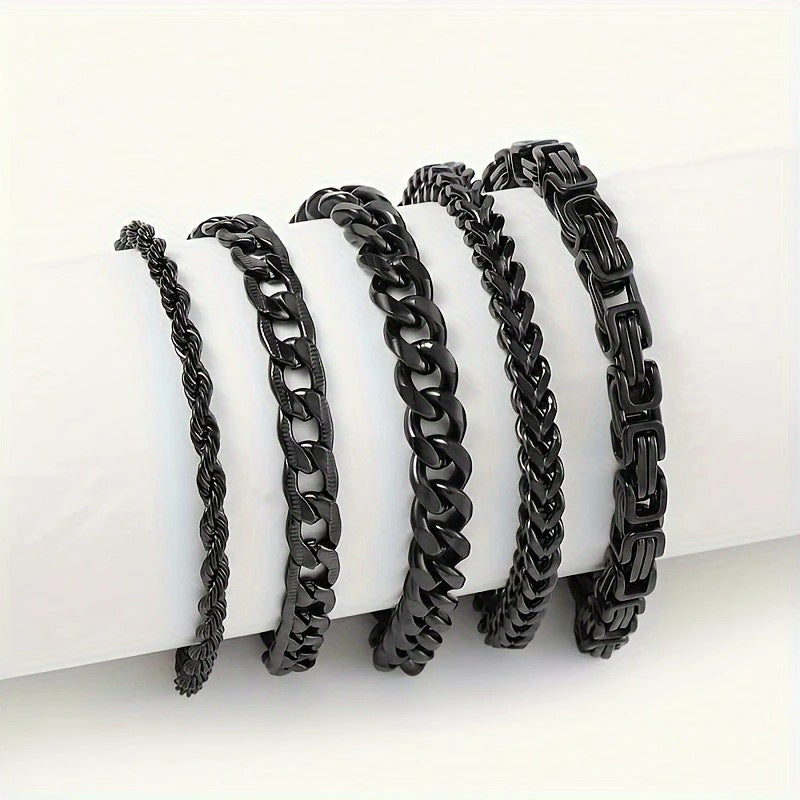 Men's Stainless Steel Hip Hop Bracelet Set