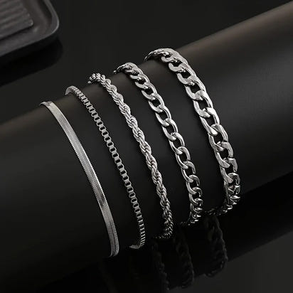 Men's Stainless Steel Hip Hop Bracelet Set