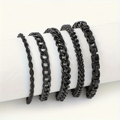Men's Stainless Steel Hip Hop Bracelet Set