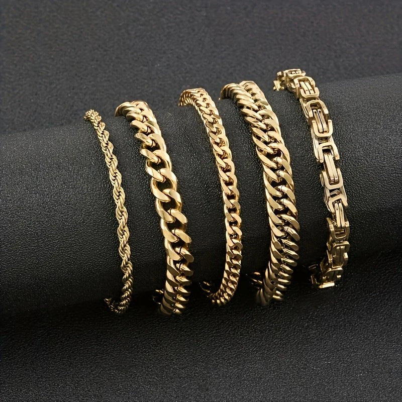 Men's Stainless Steel Hip Hop Bracelet Set