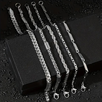 Men's Stainless Steel Hip Hop Bracelet Set