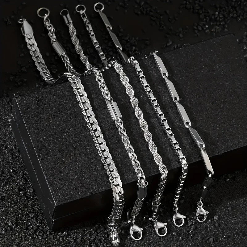 Men's Stainless Steel Hip Hop Bracelet Set