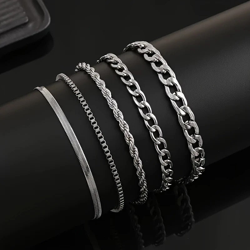 Men's Stainless Steel Hip Hop Bracelet Set