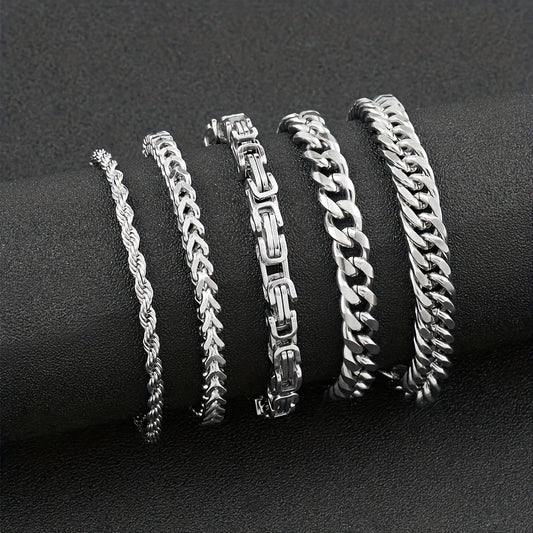 Men's Stainless Steel Hip Hop Bracelet Set